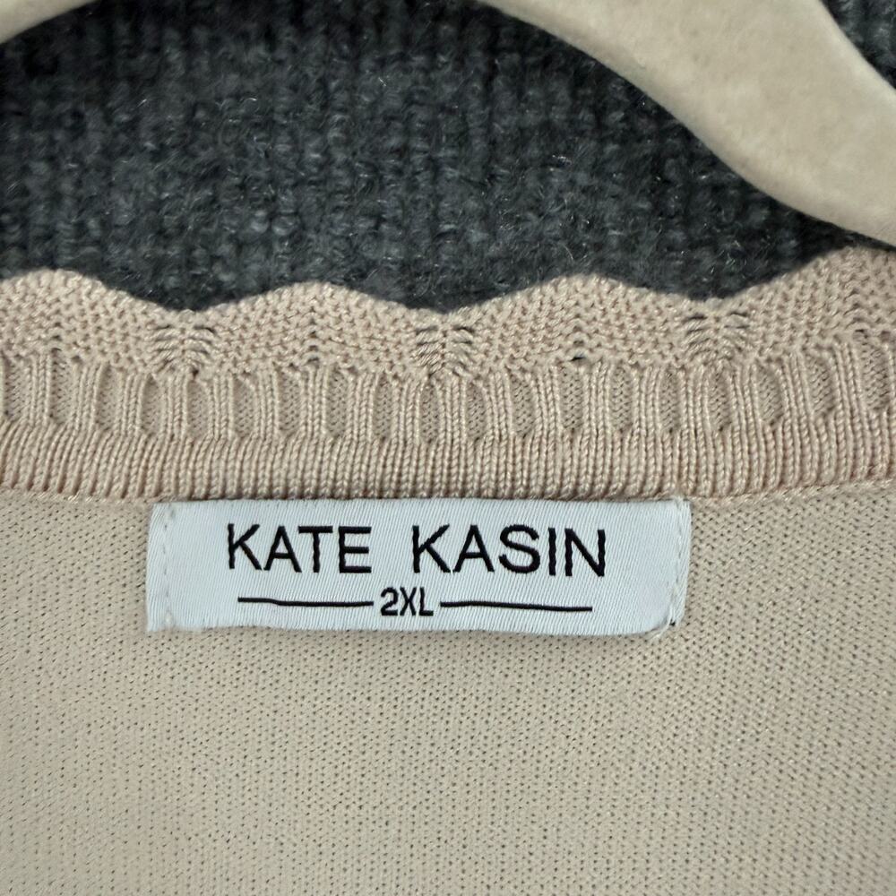 Kate Kasin Womens Cropped Floral Knit Cardigan Sweater Size 2XL Cottage Feminine - Picture 4 of 11